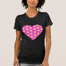 Estrellas del amarillo y corazón rojo camiseta