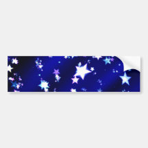 Estrellas del blanco en fondo modelado azul etiqueta de parachoque