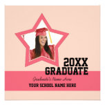 Estrellas del rosa y invitación de la graduación d