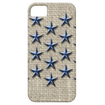 estrellas náuticas azules en el lino iPhone 5 protector