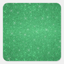 Estrellas verdes del brillo pegatina cuadradas personalizadas