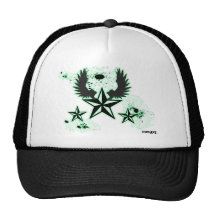Estrellas y alas del verde de Konkave Gorros Bordados