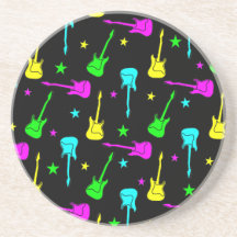 Estrellas y guitarras (negro) posavasos personalizados