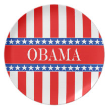 Estrellas y rayas de Obama Plato De Comida