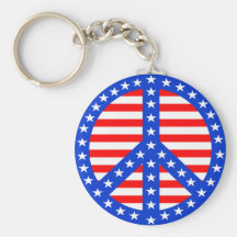 Estrellas y signo de la paz de las rayas llavero personalizado