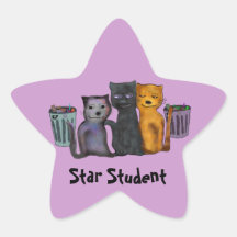 Estudiante de la estrella de los gatos pegatinas forma de estrellaes