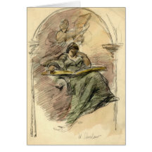 Estudio de la mujer que lee 1898 tarjeta