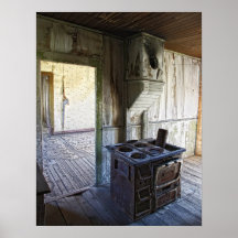 ESTUFA e INTERIOR del PUEBLO FANTASMA de BANNACK Posters