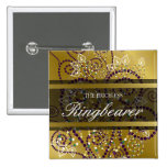 Etiqueta/botón del nombre del boda del oro de los  pins