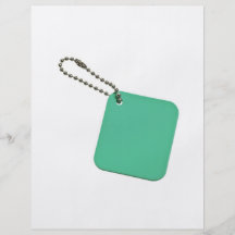 Etiqueta coloreada verde con la cadena tarjetón