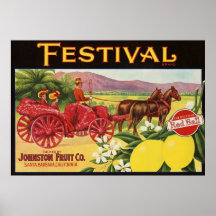 Etiqueta del cajón de la fruta del vintage poster