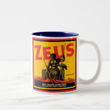 Etiqueta del cajón del vintage de Zeus - Assn. ver Taza De Café