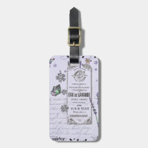 Etiqueta del equipaje del collage de la lavanda de