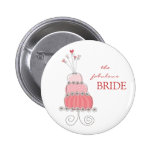 Etiqueta del nombre del pastel de bodas/botón rosa pin