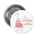 Etiqueta del nombre del pastel de bodas/botón rosa pins