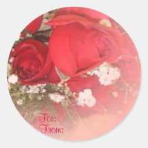 Etiqueta del regalo de los rosas rojos