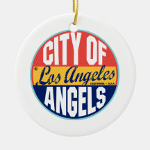 Etiqueta del vintage de Los Ángeles Ornamento De Navidad
