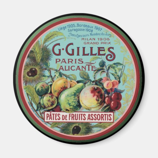 Etiqueta francesa de la fruta del vintage imán para frigorifico