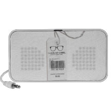 Etiqueta masculina del friki mini altavoces