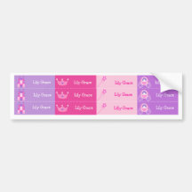 Etiquetas de princesa Personalized Kids Name Water Etiqueta De Parachoque