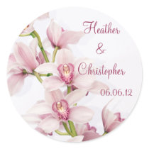 Etiquetas engomadas rosadas de la boda de la orquí pegatinas