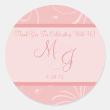 Etiquetas rosadas del favor del boda del Flourish 