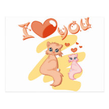 Eu te amo gatos - I love you cats Cartão Postal