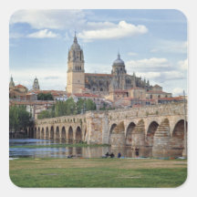 Europa, España, Salamanca. El puente romano encima Calcomanías Cuadradass Personalizadas