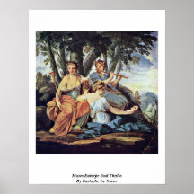 Euterpe y Thalia de las musas de Eustache Le Sueur Posters