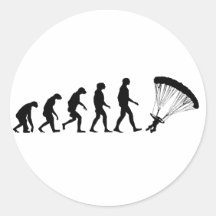 Evolución de lanzarse en paracaídas etiqueta redonda