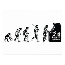 Evolución del videojugador - friki de la arcada de postal