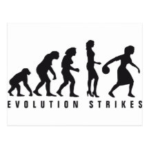 evolution female bowling postkarte