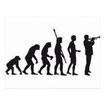 evolution trumpet player postkarte