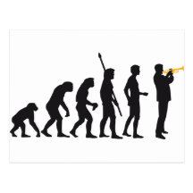evolution trumpet player postkarten