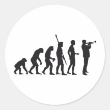 evolution trumpet player runder sticker