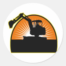 excavador del cavador mecánico de la construcción pegatina redonda