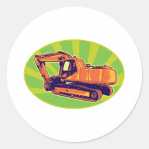 excavador del cavador mecánico retro etiqueta
