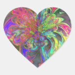 Explosión brillante del color - salmones y añil De Pegatinas De Corazon