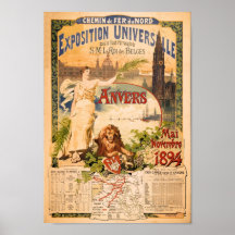 Exposición 1894 del mundo de Amberes del vintage Poster