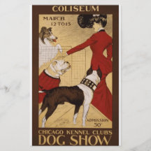 Exposición canina del vintage tarjetones