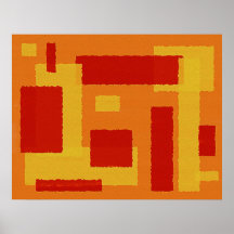 Extracto amarillo rojo de los cuadrados posters