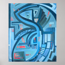 extracto azul y del naranja poster