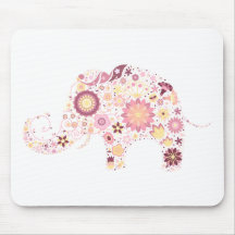 Extracto lindo del elefante de la flor alfombrillas de ratones