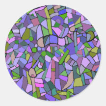 Extracto púrpura del mosaico pegatina redonda