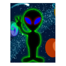 Extranjero de espacio de la paz de los ojos azules postales