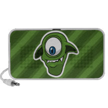 Extranjero sonriente verde altavoz