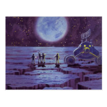 Extranjeros y luna Rover de la ciencia ficción del Tarjeta Postal