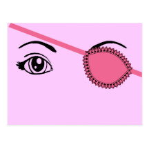 Eyepatch rosado tarjeta postal