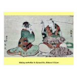 Fabricación de los paraguas por Katsushika, Hokusa Tarjetas Postales