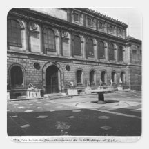 Fachada de la biblioteca calcomanías cuadradas